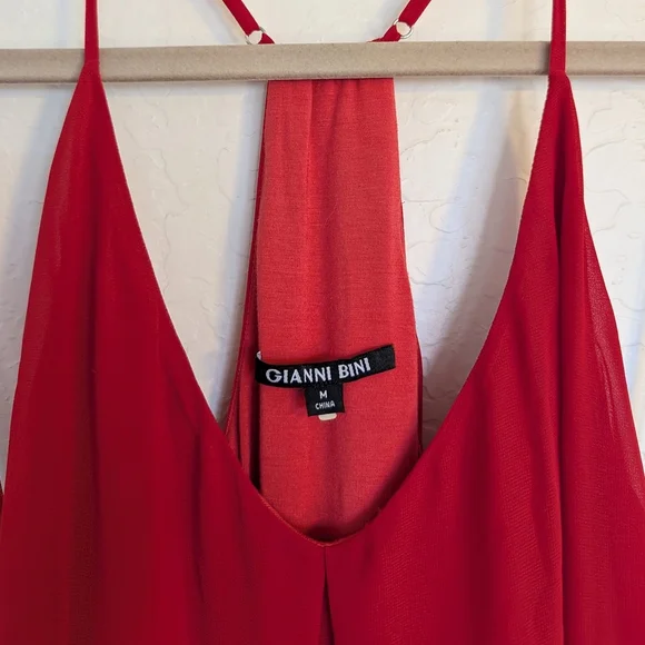 Gianni Bini Red Trapeze Mini Adj Spaghetti Strap tomato girl vacation clean girl - Picture 6 of 10